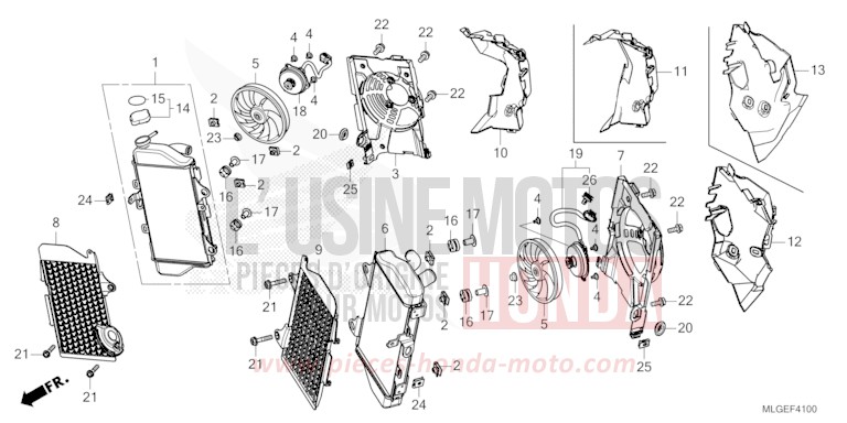 RADIATEUR de Africa Twin DCT GRAND PRIX RED (R380B) de 2023